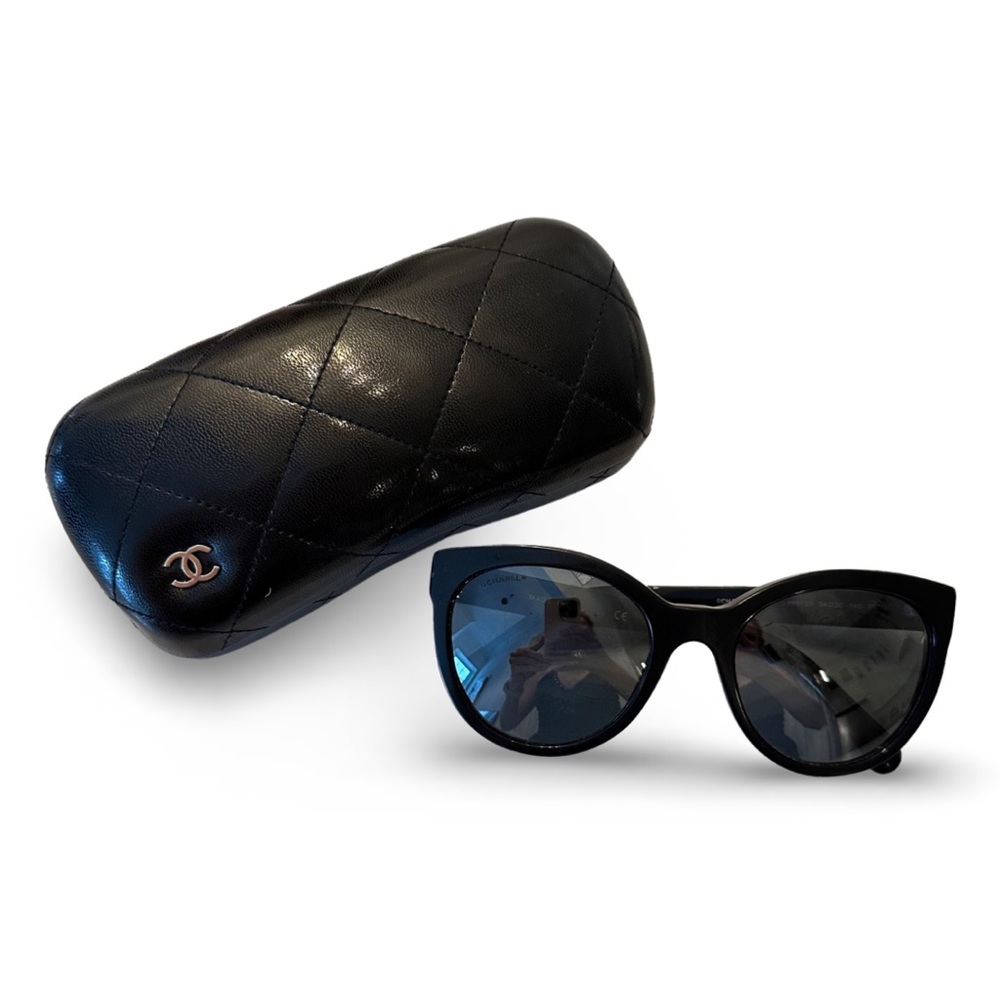 Chanel cat eye sunglasses with silver CC hardware